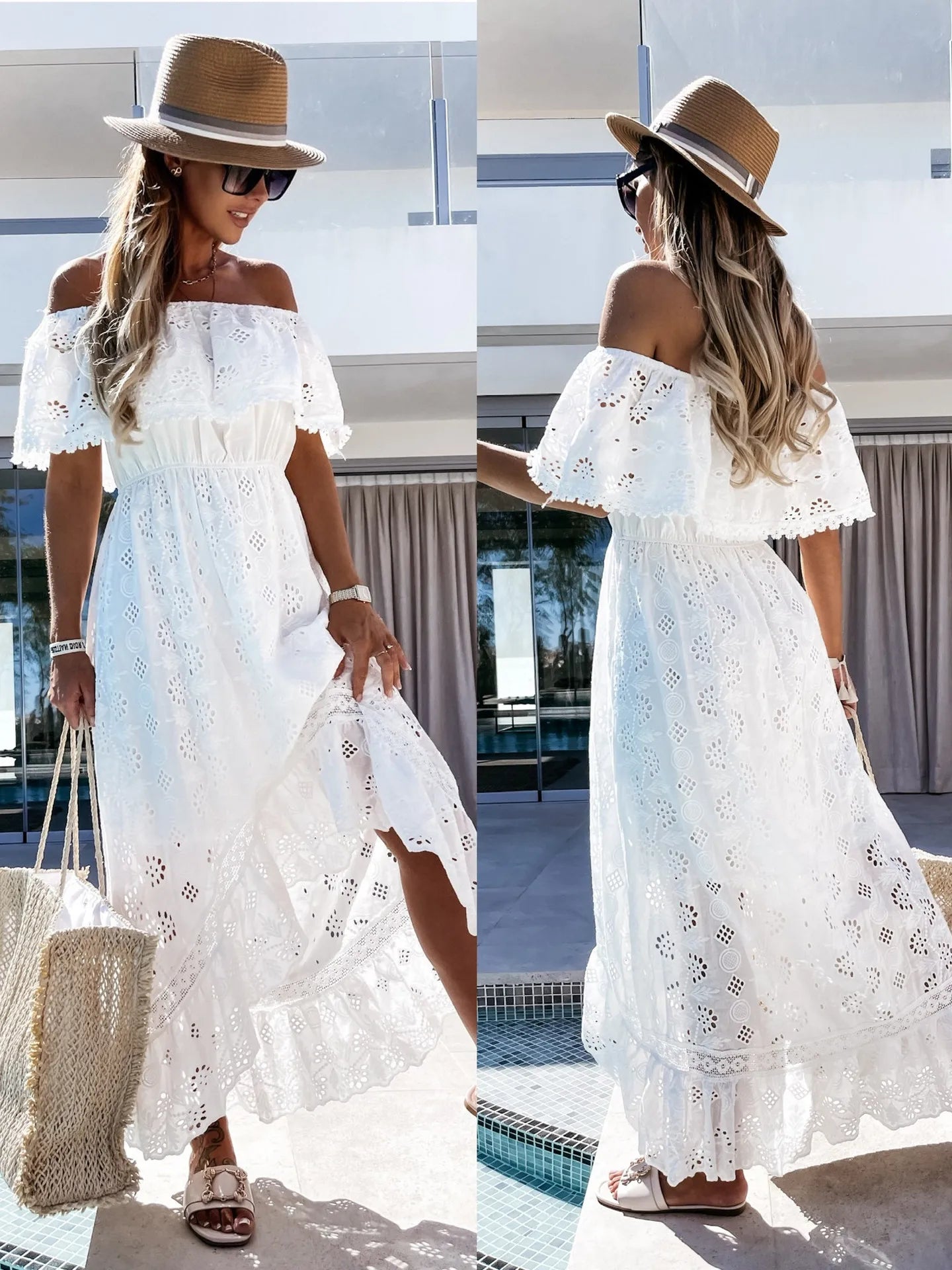 Weißes Kleid im Boho-Hippie-Chic-Stil – trendiges Party-Outfit für den Sommer 2024