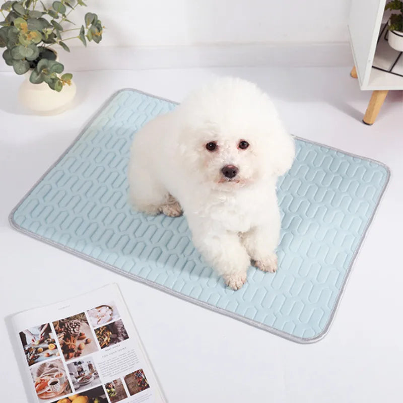 Cool Ice Silk Pet Sleeping Pad - Moisture-Proof and Washable