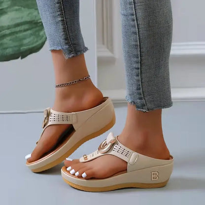 Ladies Non-Slip Wedge Platform Slippers - 2024 Comfortable Summer Sandals