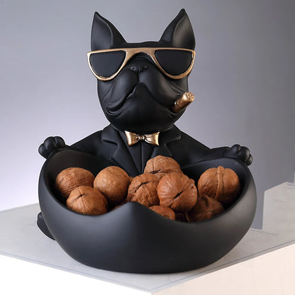 Frenchie Butler Sculpture: Tray & Key Holder Dog Statue