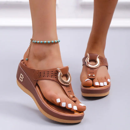 Ladies Non-Slip Wedge Platform Slippers - 2024 Comfortable Summer Sandals