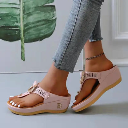 Ladies Non-Slip Wedge Platform Slippers - 2024 Comfortable Summer Sandals