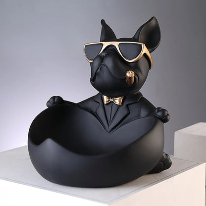 Frenchie Butler Sculpture: Tray & Key Holder Dog Statue