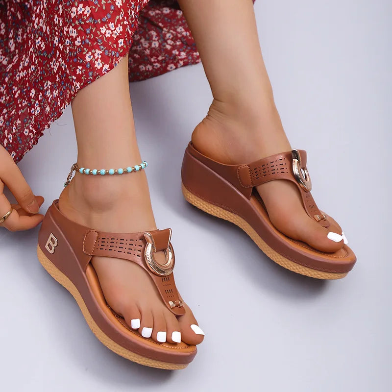 Ladies Non-Slip Wedge Platform Slippers - 2024 Comfortable Summer Sandals