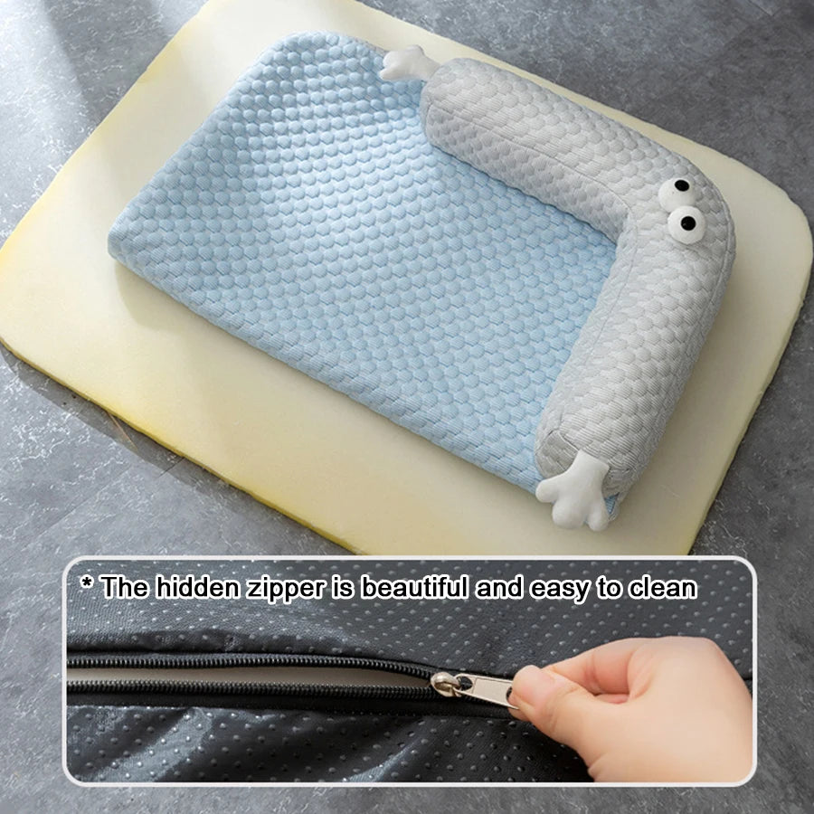 Thickened Memory Foam Dog Mat - Cooling Bed with Pillow Design