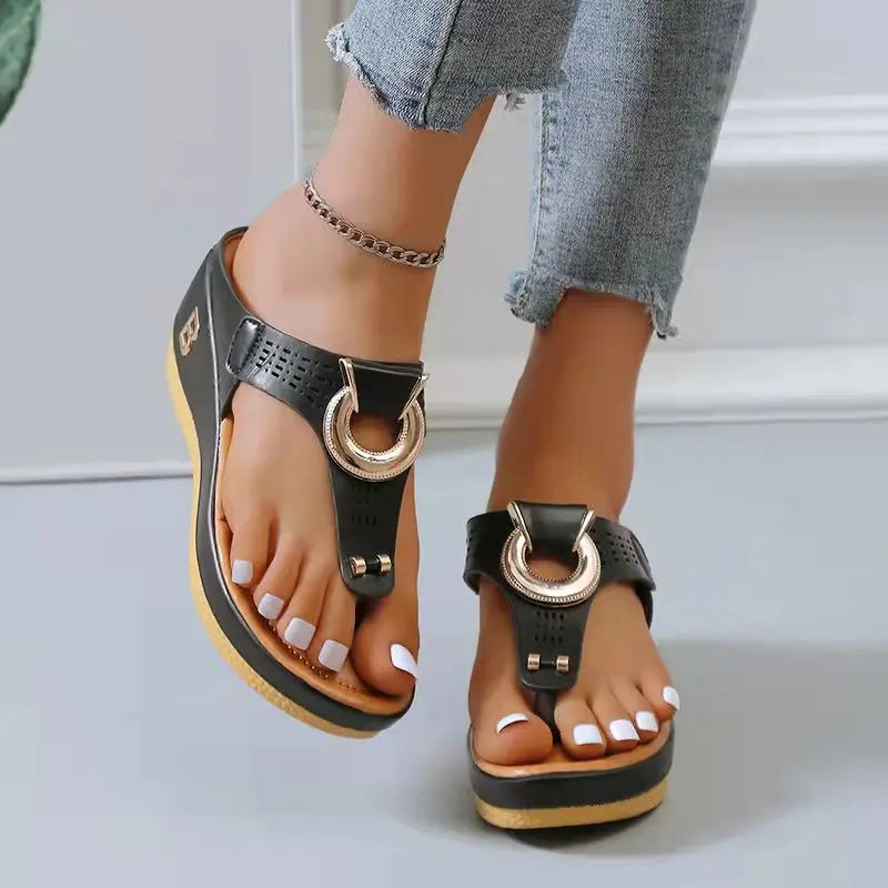 Ladies Non-Slip Wedge Platform Slippers - 2024 Comfortable Summer Sandals