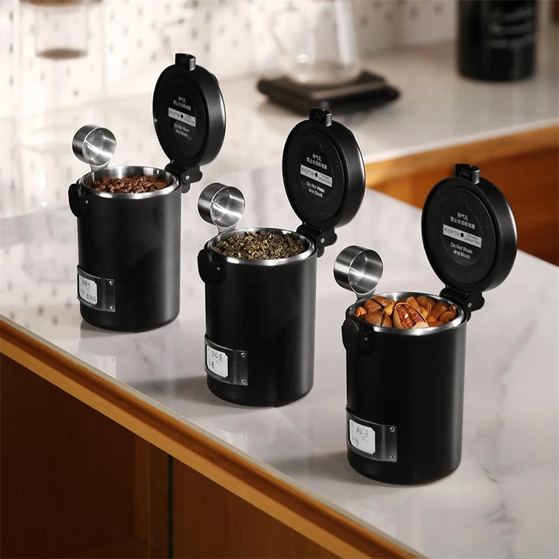 BaristaBoost Jar: Premium Sealed Coffee and Nut Storage with Spoon