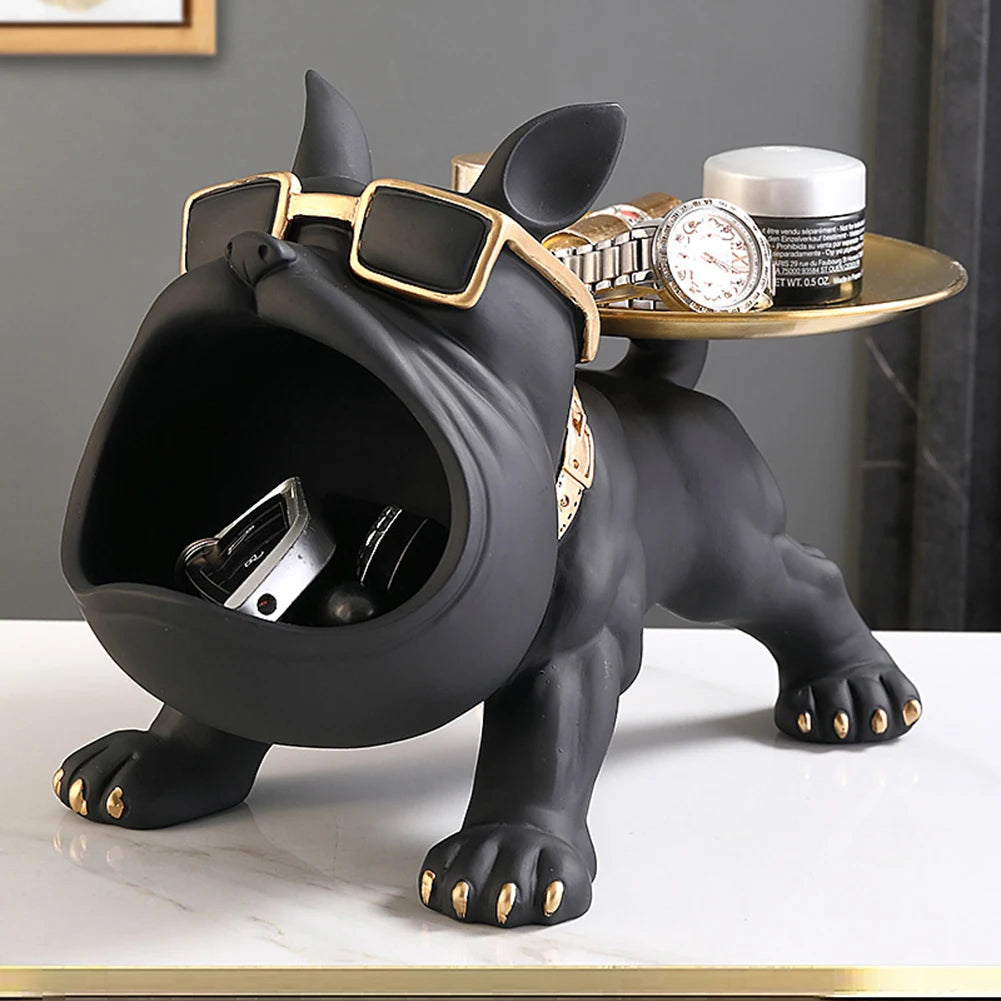 Frenchie Butler Sculpture: Tray & Key Holder Dog Statue