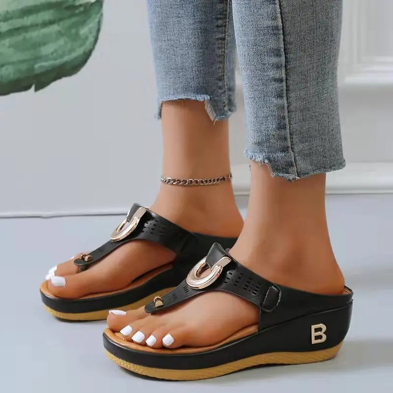 Ladies Non-Slip Wedge Platform Slippers - 2024 Comfortable Summer Sandals