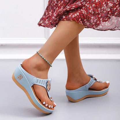 Ladies Non-Slip Wedge Platform Slippers - 2024 Comfortable Summer Sandals