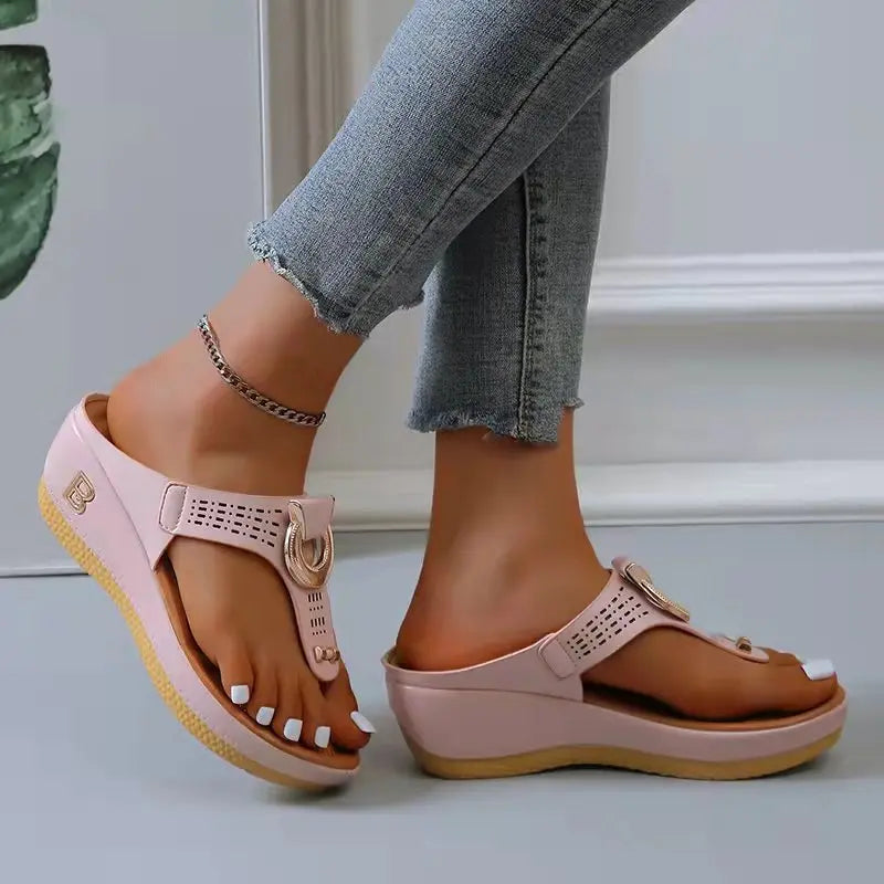 Ladies Non-Slip Wedge Platform Slippers - 2024 Comfortable Summer Sandals