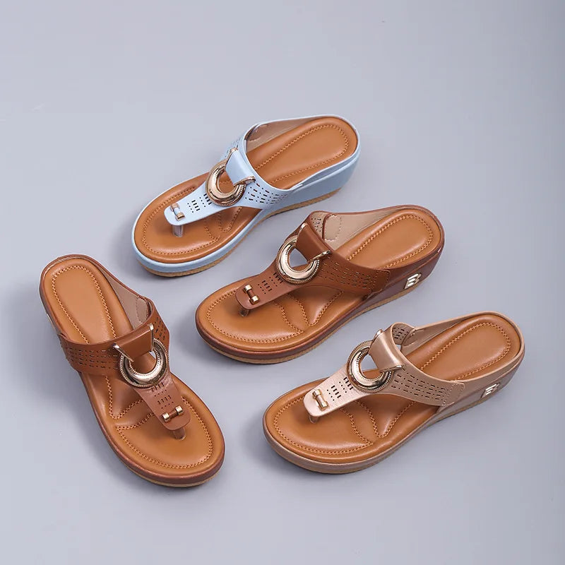 Ladies Non-Slip Wedge Platform Slippers - 2024 Comfortable Summer Sandals