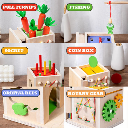 Montessori Mastery Garden: 8 in 1 Wooden Carrot & Shape Educational Toy